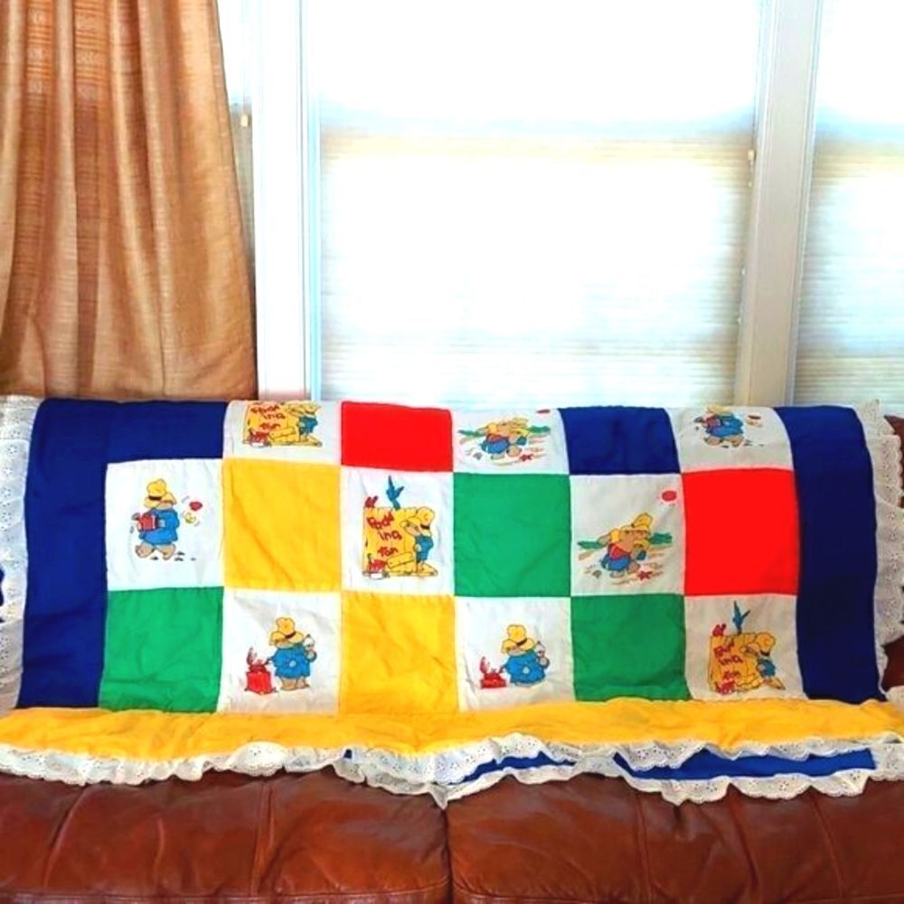 Vintage Handmade Paddington Bear Quilt